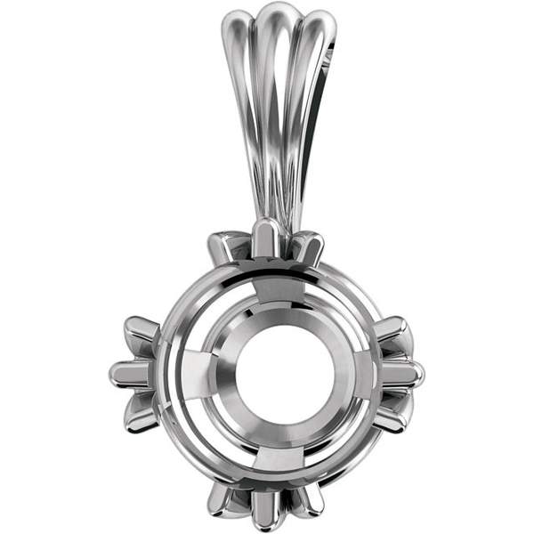 14K Gold Round Cut Solitaire Pendant Setting - Claw Style Pendant Mounting
