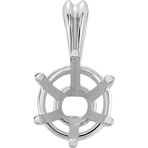 14K Gold Round Cut Solitaire Pendant Setting - Basket Style 6 Prong Pendant Mounting