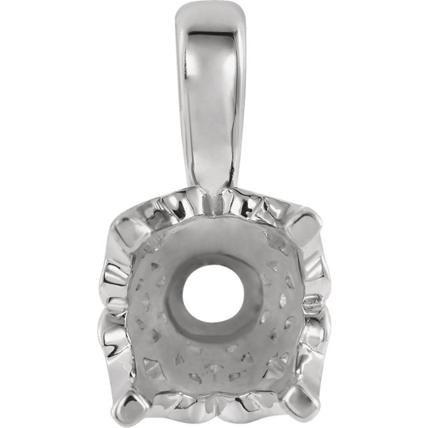 14K Gold Round Cut Solitaire Pendant Setting - Lace Scroll Style Pendant Mounting