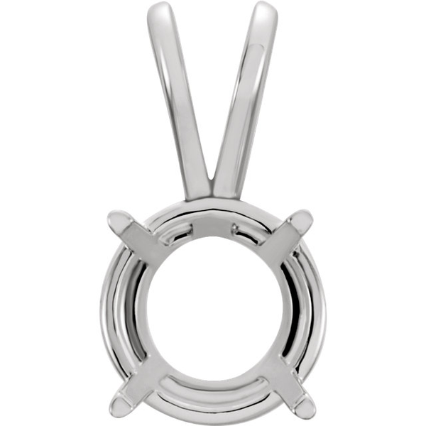 14K Gold Round Cut Solitaire Pendant Setting - Basket Style Pendant Mounting