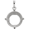 Sterling Silver Round Cut Solitaire Pendant Setting - Antique Scroll Style Pendant Mounting