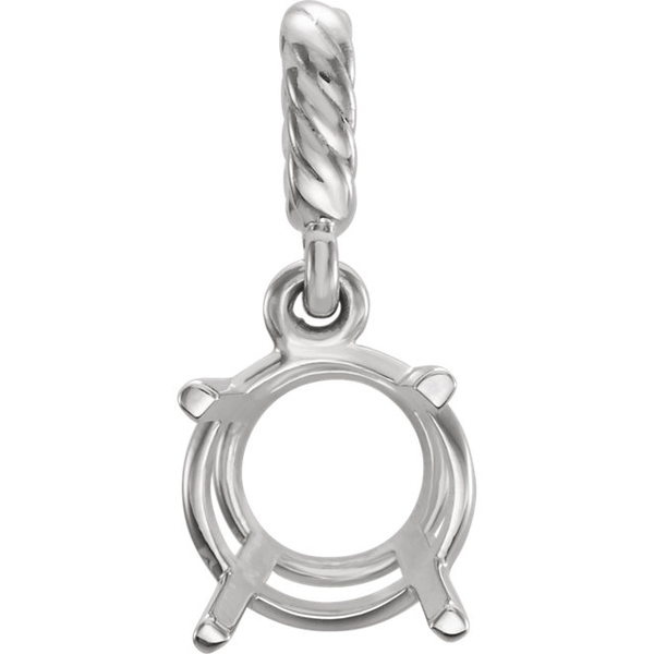14K Gold Round Cut Solitaire Pendant Setting - Rope Basket Style Pendant Mounting