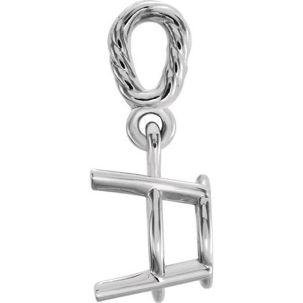14K Gold Round Cut Solitaire Pendant Setting - Rope Basket Style Pendant Mounting