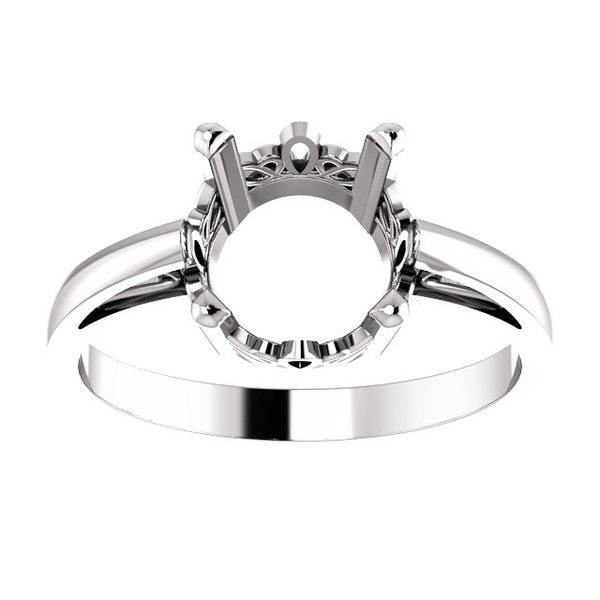 Sterling Silver Round Cut Solitaire Ring Setting - Scroll Style Ring Mounting