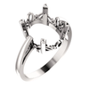 Sterling Silver Oval Cut Solitaire Ring Setting - Scroll Style Ring Mounting