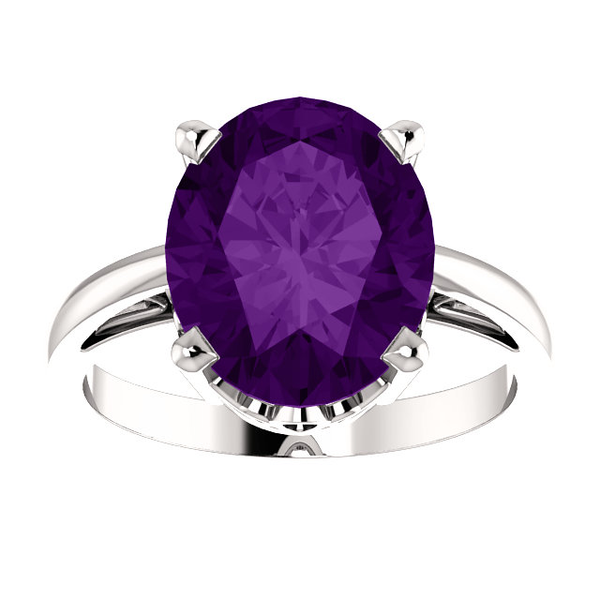 Sterling Silver Oval Cut Solitaire Ring Setting - Scroll Style Ring Mounting