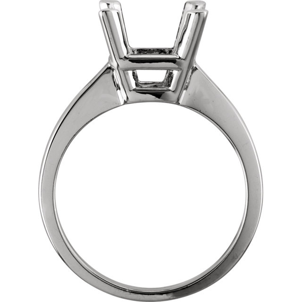 Sterling Silver Square/Princess Cut Solitaire Ring Setting - Classic Style Ring Mounting