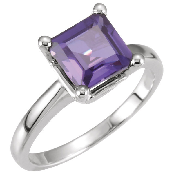 14K Gold Square/Princess Cut Solitaire Ring Setting - Classic Style Ring Mounting