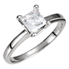 Sterling Silver Square/Princess Cut Solitaire Ring Setting - Classic Style Ring Mounting