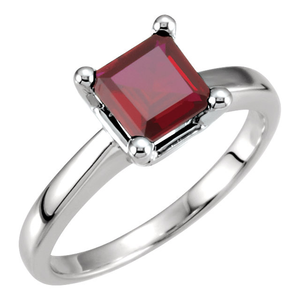 Sterling Silver Square/Princess Cut Solitaire Ring Setting - Classic Style Ring Mounting