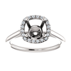 14K Gold Cushion Cut w/ Diamond Ring Setting - Halo Style Ring Mounting