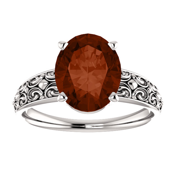Sterling Silver Oval Cut Solitaire Ring Setting - Antique Style Ring Mounting