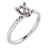Sterling Silver Oval Cut Solitaire Ring Setting - Classic Rope Style Ring Mounting