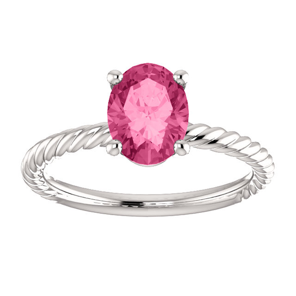 Sterling Silver Oval Cut Solitaire Ring Setting - Classic Rope Style Ring Mounting