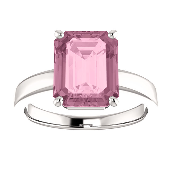 Sterling Silver Emerald Cut Solitaire Ring Setting - Claw Style Ring Mounting