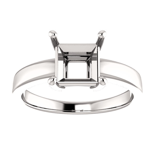 Sterling Silver Square/Princess Cut Solitaire Ring Setting - Claw Style Ring Mounting