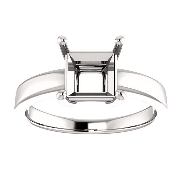 14K Gold Square/Princess Cut Solitaire Ring Setting - Claw Style Ring Mounting