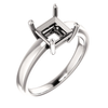 14K Gold Square/Princess Cut Solitaire Ring Setting - Claw Style Ring Mounting