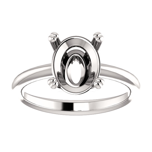 Sterling Silver Oval Cut Solitaire Ring Setting - Double Claw Style Ring Mounting