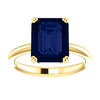14K Gold Emerald Cut Solitaire Ring Setting - Double Claw Style Ring Mounting
