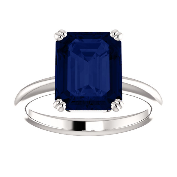 14K Gold Emerald Cut Solitaire Ring Setting - Double Claw Style Ring Mounting