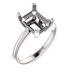 Sterling Silver Emerald Cut Solitaire Ring Setting - Double Claw Style Ring Mounting