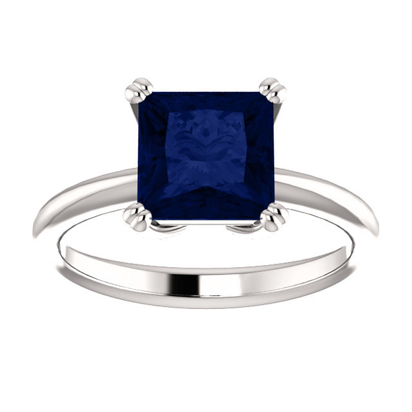 14K Gold Square/Princess Cut Solitaire Ring Setting - Double Claw Style Ring Mounting