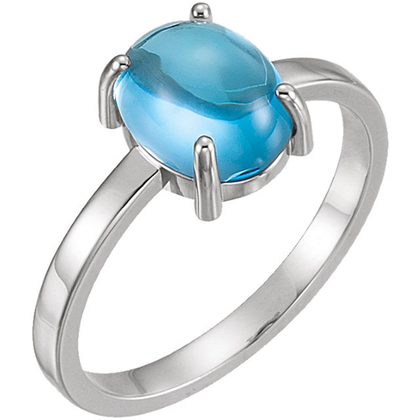 Sterling Silver Oval Cabochon Cut Solitaire Ring Setting - Classic Style Ring Mounting