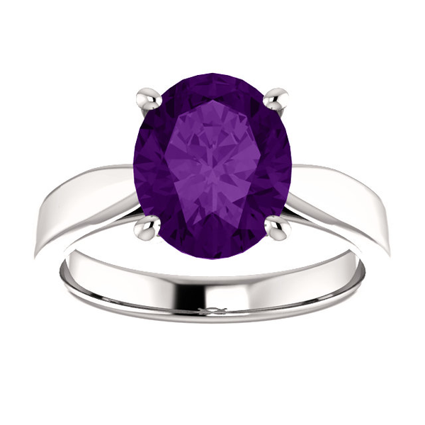 Sterling Silver Oval Cut Solitaire Ring Setting - Tapered Style Ring Mounting