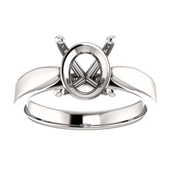 Sterling Silver Oval Cut Solitaire Ring Setting - Tapered Style Ring Mounting