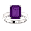 14K Gold Emerald Cut Solitaire Ring Setting - Tapered Style Ring Mounting