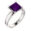 Sterling Silver Square/Princess Cut Solitaire Ring Setting - Tapered Style Ring Mounting