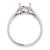 Sterling Silver Round Cut Solitaire Ring Setting - Braided Style Ring Mounting