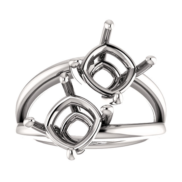 Sterling Silver Cushion Cut Solitaire Ring Setting - Friendship/Couples Style Ring Mounting