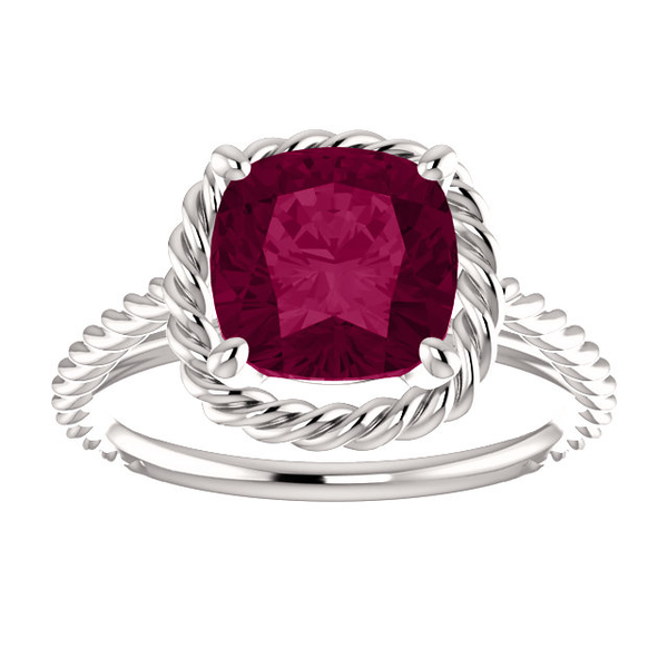 14K Gold Cushion Cut Solitaire Ring Setting - Lasso Rope Style Ring Mounting