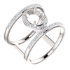 14K Gold Oval Cut w/ Diamond Ring Setting - Neg Space Modern Style Ring Mounting