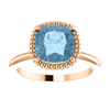 14K Gold Cushion Cut Solitaire Ring Setting - Beaded Halo Style Ring Mounting