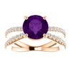 14K Gold Round Cut w/ Diamond Ring Setting - Split-Shank Style Ring Mounting