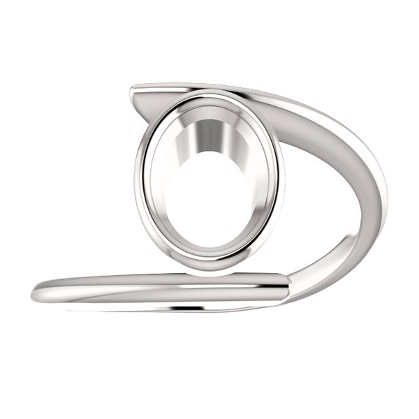 Sterling Silver Oval Cut Solitaire Ring Setting - Modern Bypass Style Ring Mounting