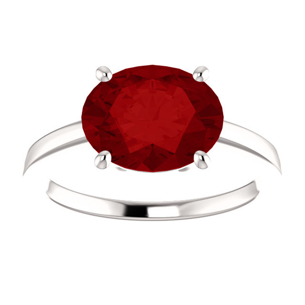Sterling Silver Oval Cut Solitaire Ring Setting - Modern Style Ring Mounting