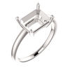 Sterling Silver Emerald Cut Solitaire Ring Setting - Modern Style Ring Mounting