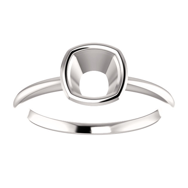 Sterling Silver Cushion Cut Solitaire Ring Setting - Modern Style Ring Mounting