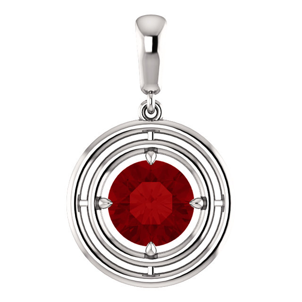 14K Gold Round Cut Solitaire Pendant Setting - Concentric Style Pendant Mounting