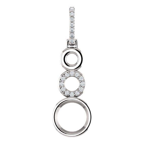 14K Gold Round Cut w/ Diamond Pendant Setting - Contemporary Style Pendant Mounting