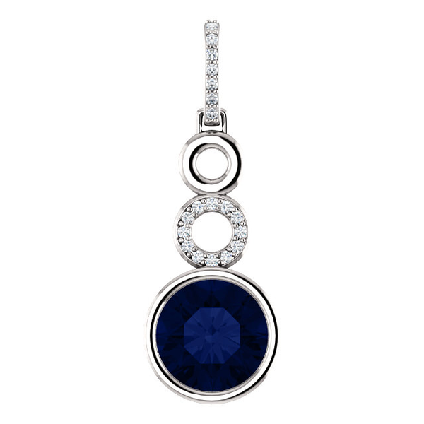 14K Gold Round Cut w/ Diamond Pendant Setting - Contemporary Style Pendant Mounting