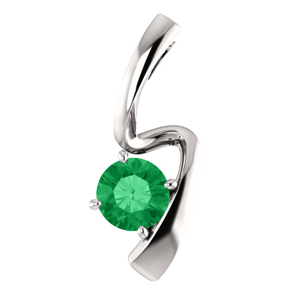 14K Gold Round Cut Solitaire Pendant Setting - Free Form Style Pendant Mounting