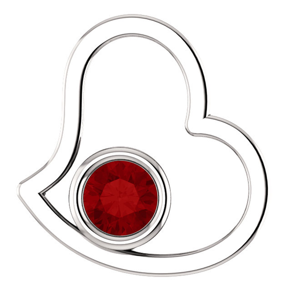 Sterling Silver Round Cut Solitaire Pendant Setting - Heart Style Pendant Mounting