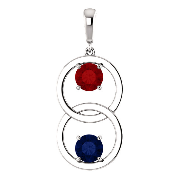 Sterling Silver Round Cut Solitaire Pendant Setting - 2 Ring Style Pendant Mounting