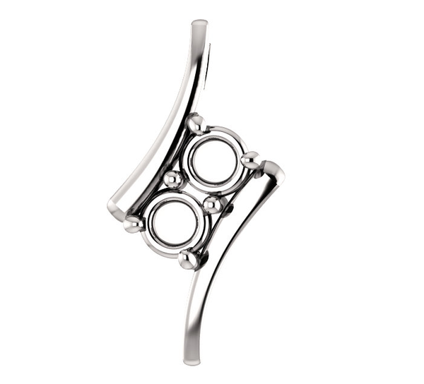 14K Gold Round Cut Solitaire Pendant Setting - 2 Stone Style Pendant Mounting
