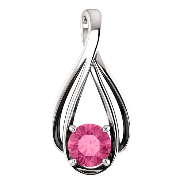 Sterling Silver Round Cut Solitaire Pendant Setting - Double Ribbon Style Pendant Mounting